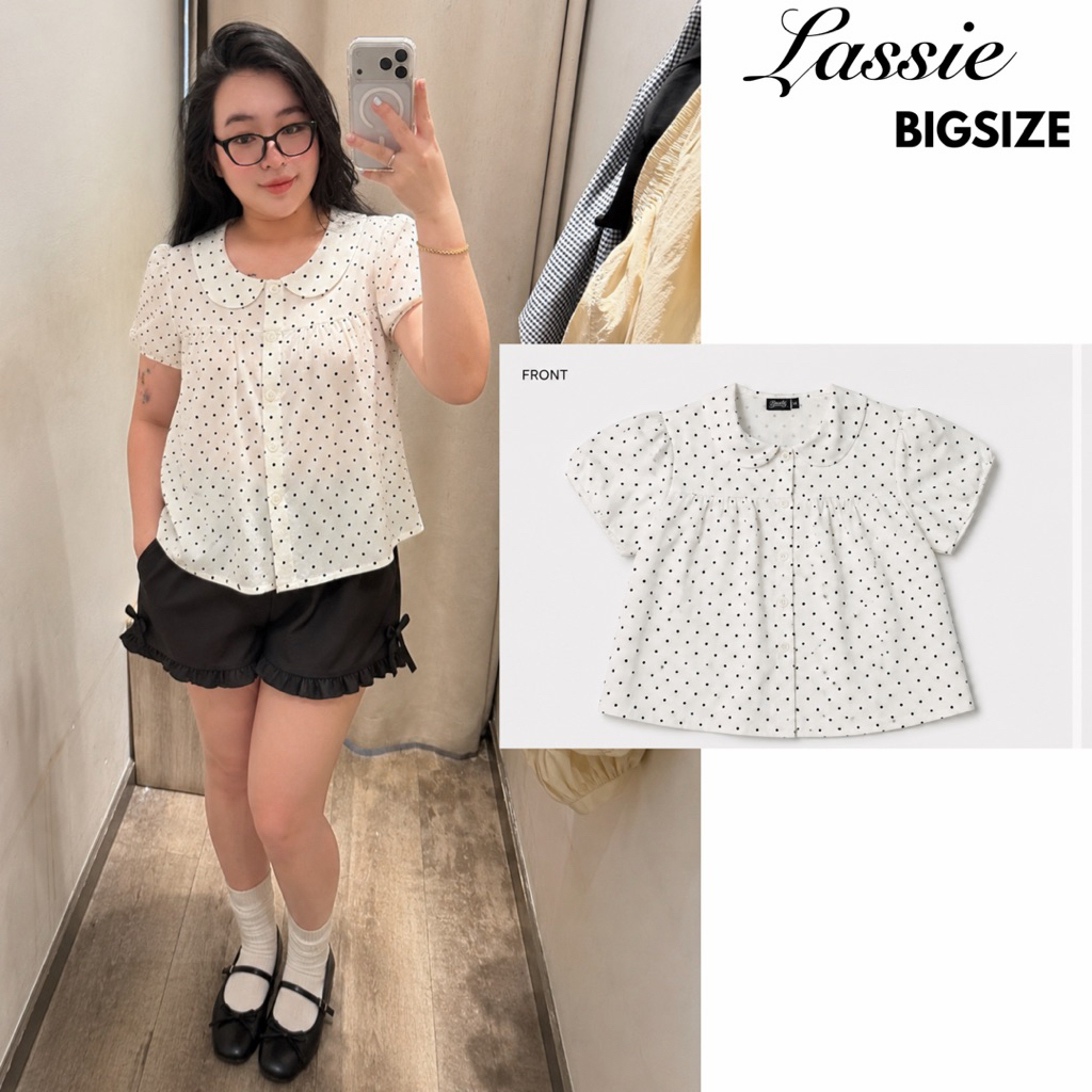 LASSIE BIGSIZE| Áo sơmi kiểu cổ sen tay phồng Bigsize mùa hè cho nữ 2 màu trắng và đen MIMI TOP