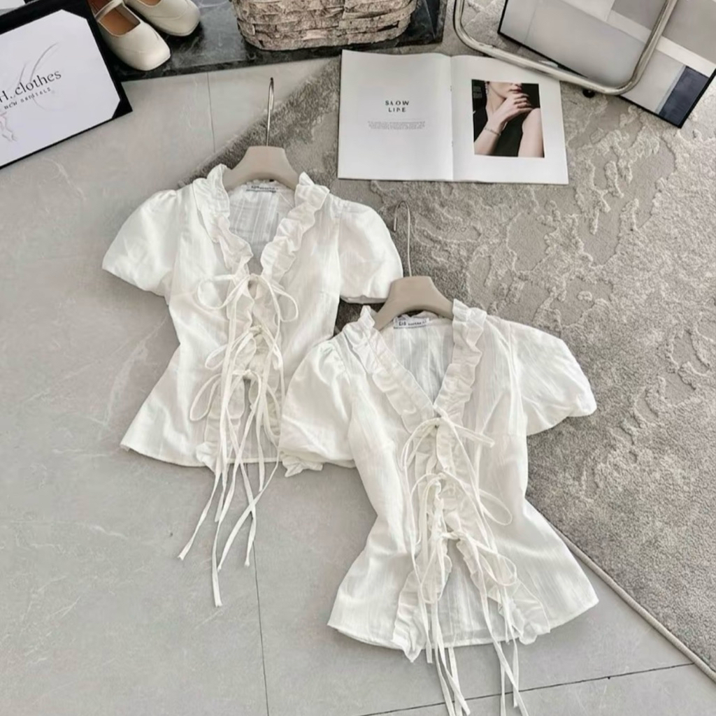 [BÈO BÉO BIGSIZE ] ÁO LẺ KIỂU NỮ ĐŨI BÈO THẮT NƠ FORM BIGSIZE 60-110KG | BigBuy360 - bigbuy360.vn