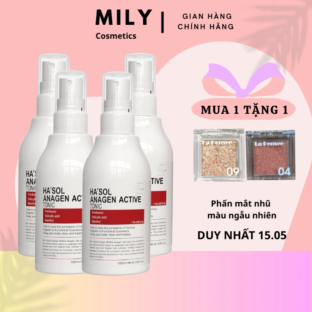 Combo 4 lọ Xịt Kích Mọc Tóc Hasol Anagen Active Tonic 100ml - Dưỡng Da Đầu Chắc Khỏe, Ngăn Rụng Tóc