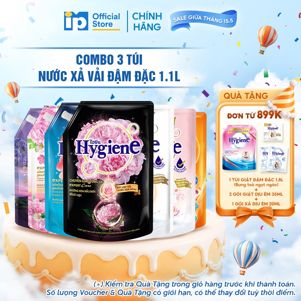 Combo 3 Nước Xả Vải Đậm Đặc Hygiene 1.1L