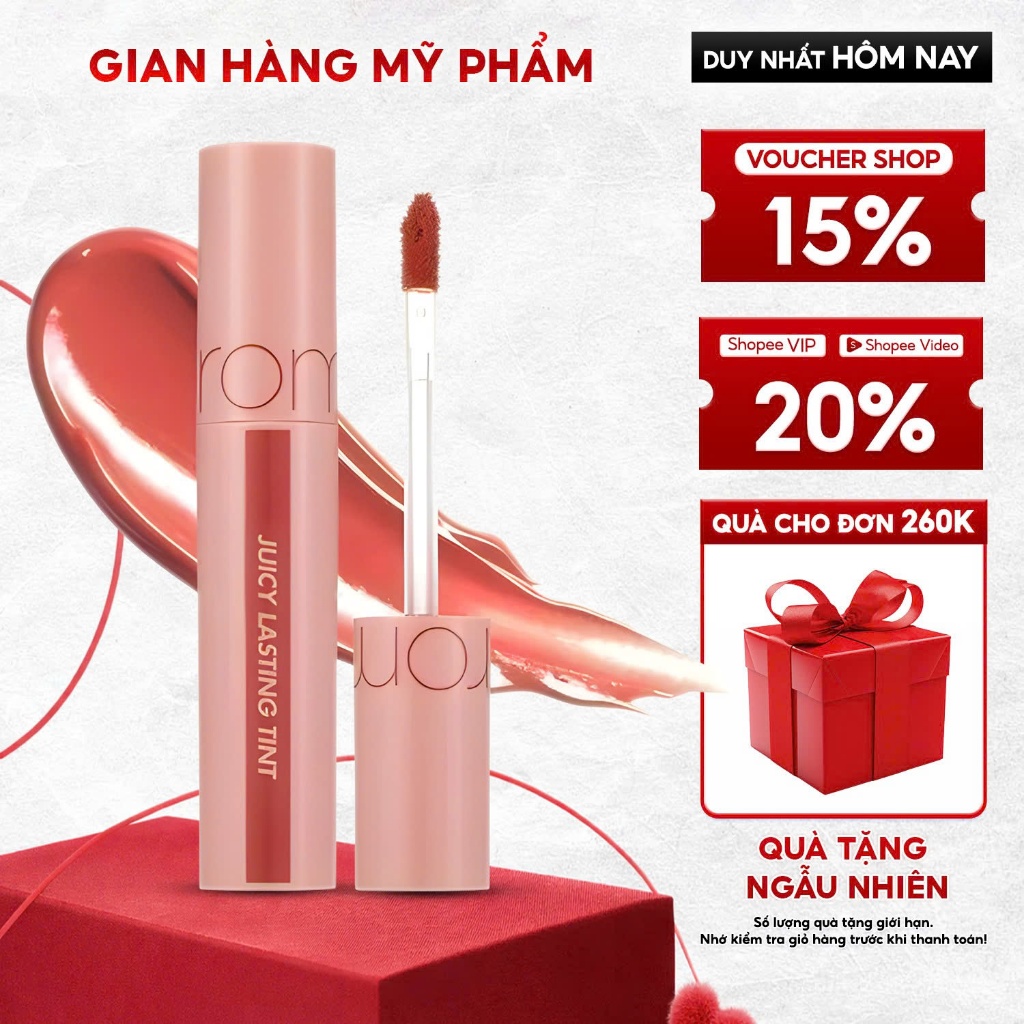 Son Tint lì cho môi căng mọng Hàn Quốc Romand Juicy Lasting Tint 5.5g