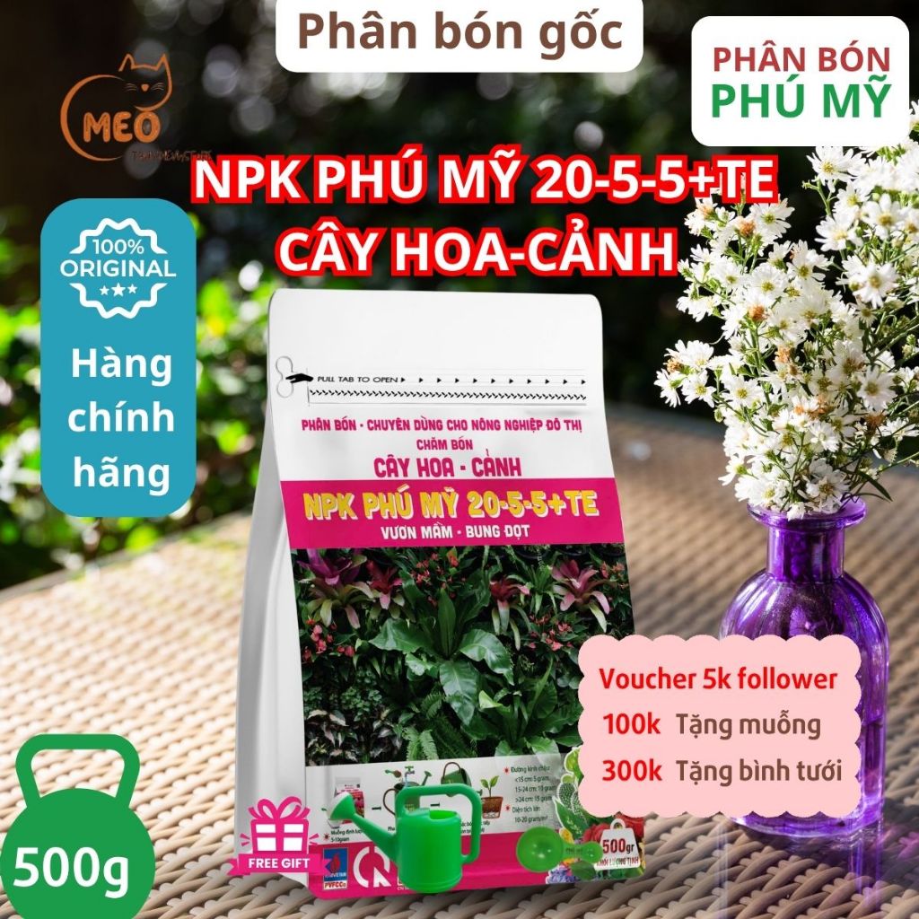 Phân NPK Đạm Phú Mỹ Cho Cây Hoa Cảnh NPK 20-20-15+TE