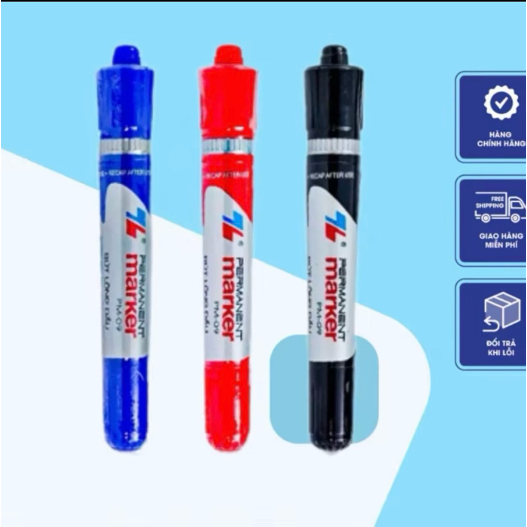 Bút lông dầu thiên long PM-09, màu đỏ-xanh-đen