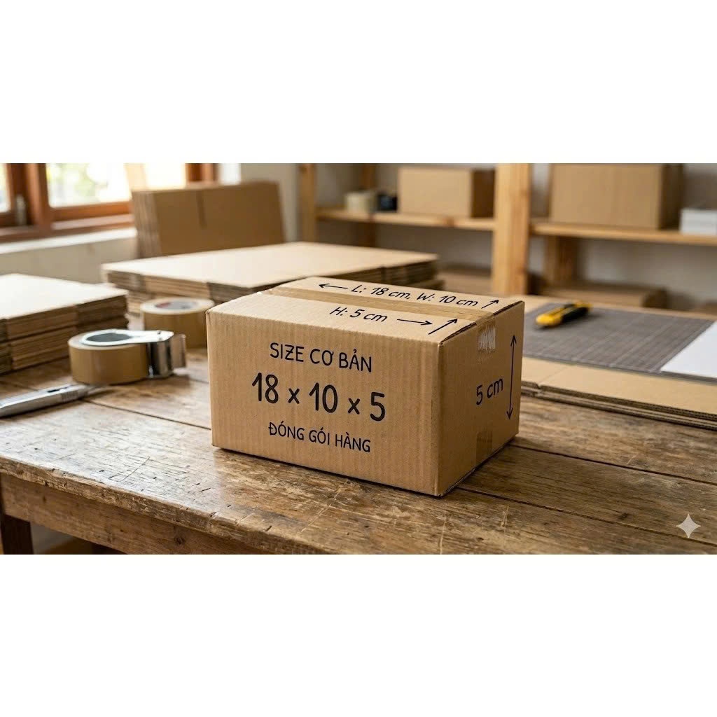 Hộp Bìa Carton Gói Hàng 3 Lớp KT 18x10x5, Hộp Đẹp Gía Cực Chát, Đóng Gói Hàng Hóa - VTD Store