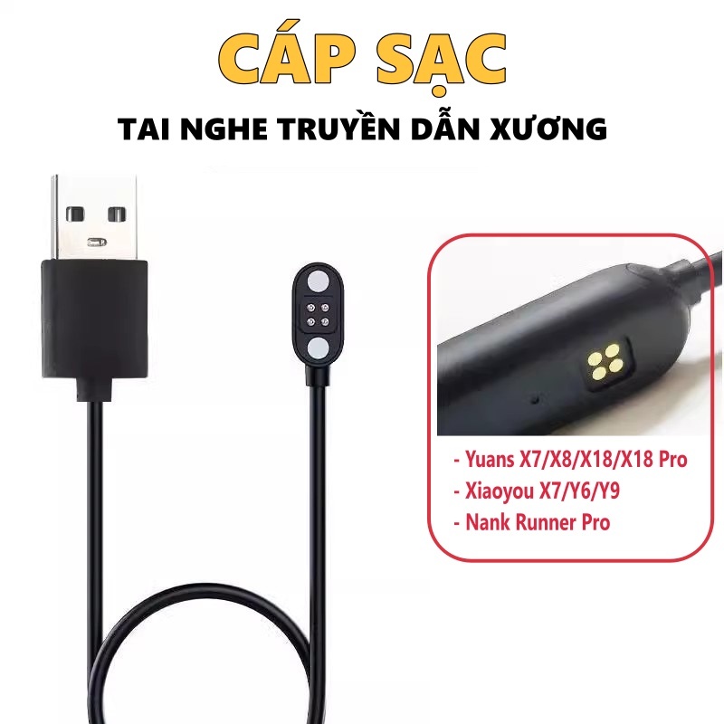 Cáp sạc cho tai nghe truyền dẫn xương YUANS X7/X8/X18/X18 Pro, NANK Runner Pro, XIAOYOU X7/Y6/Y9/Y10