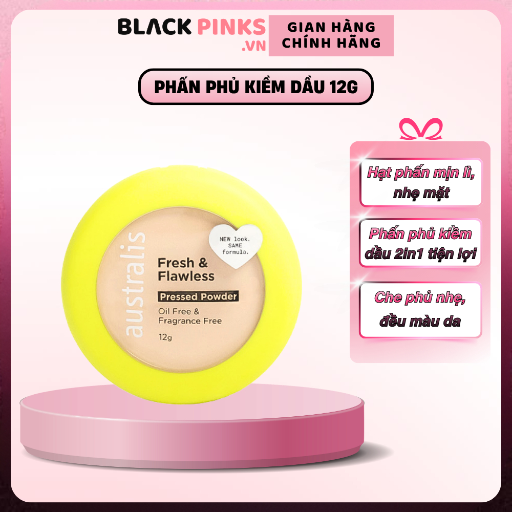 Phấn phủ Australis kiềm dầu 2 in 1 tông màu kem sáng light beige 12g