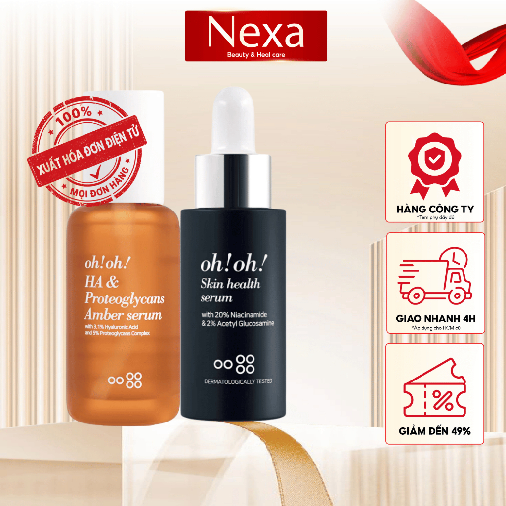 Bộ đôi phục hồi sức khỏe & cấp ẩm đa tầng OhOh Skin Health Serum 30ml & OhOh HA Amber Serum 30ml