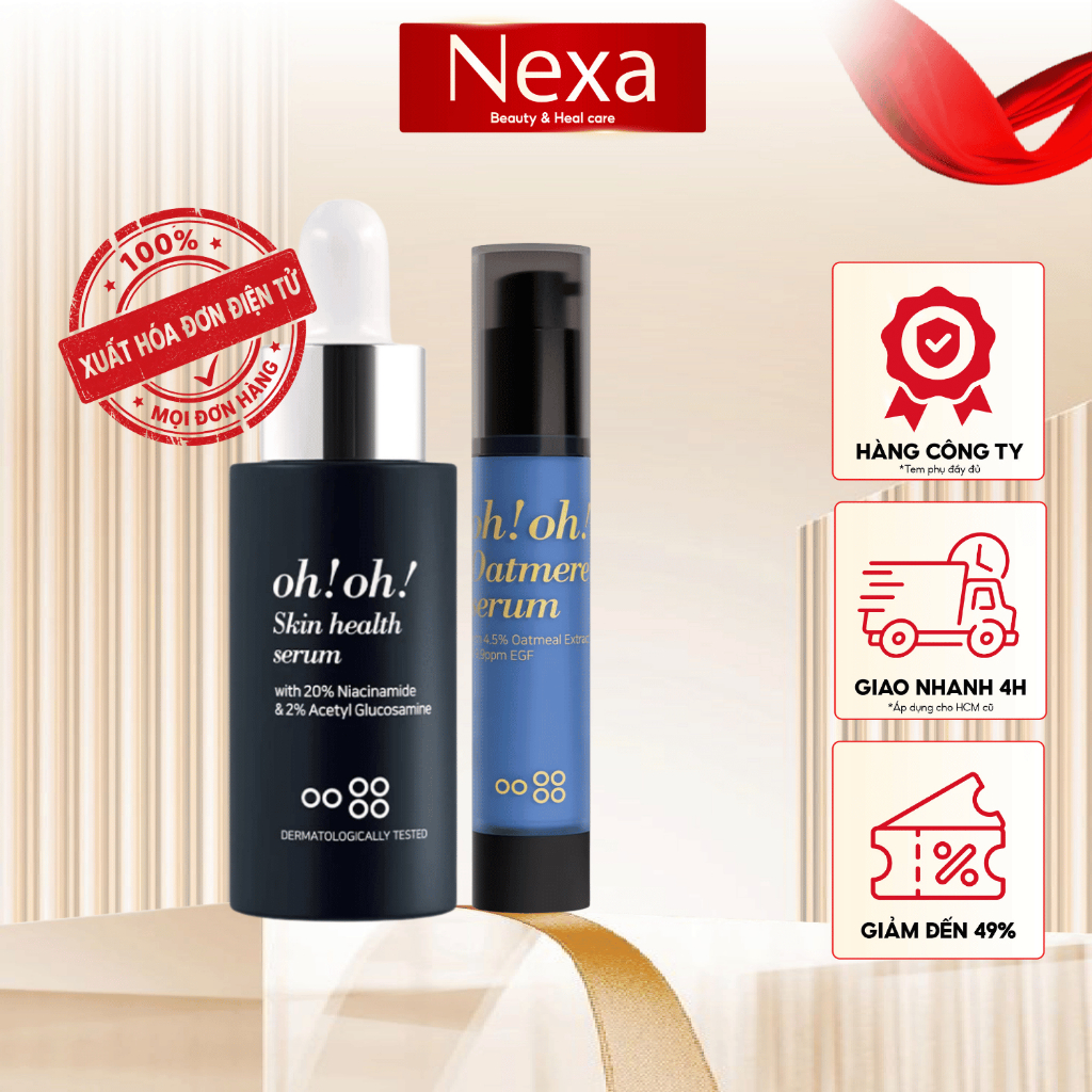 Bộ đôi tinh chất làm dịu & phục hồi da OhOh Skin Health Serum 30ml & OhOh Oatmere Serum 25ml