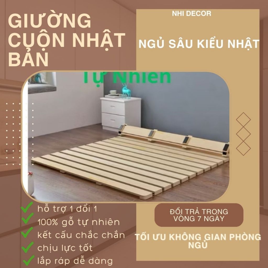 Giường cuộn kiểu nhật bản,giường cuộn pallet chất liệu gỗ quế thơm