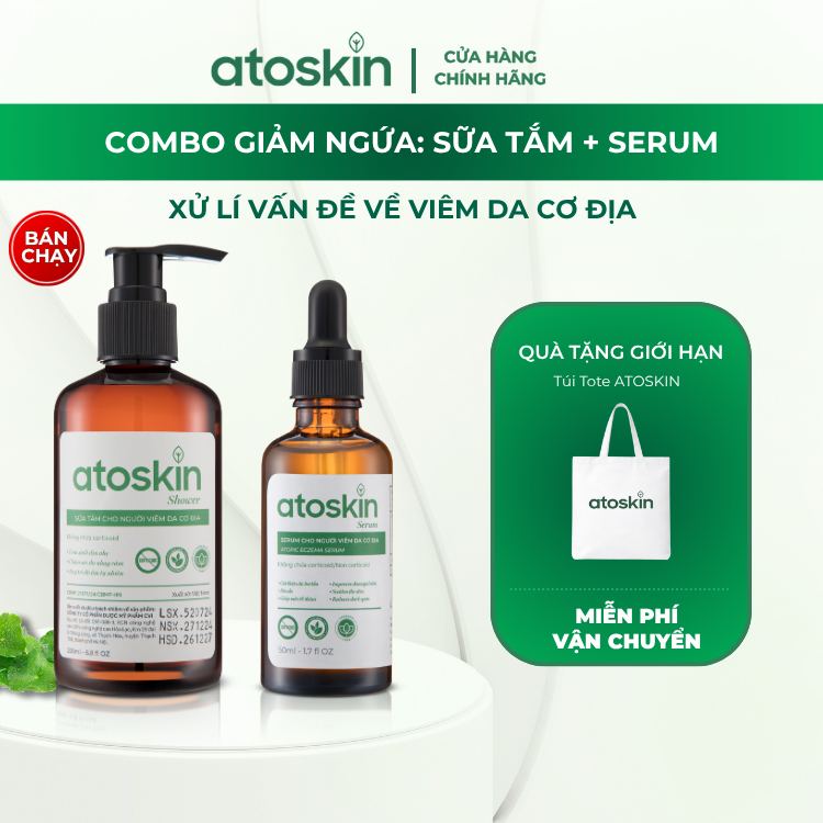 Combo Sữa tắm viêm da cơ địa Atoskin + Serum viêm da cơ địa Atoskin dành cho da nhạy cảm
