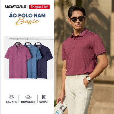 Áo Polo Nam MENTORIS Vải Thun Lạnh Cao Cấp, Co Giãn Tốt, Form Vừa Vặn,Phong Cách Thời Thượng MCPS24S013