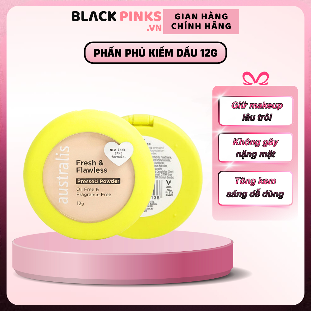 Phấn phủ Australis kiềm dầu 2 in 1 tông màu kem sáng light beige 12g