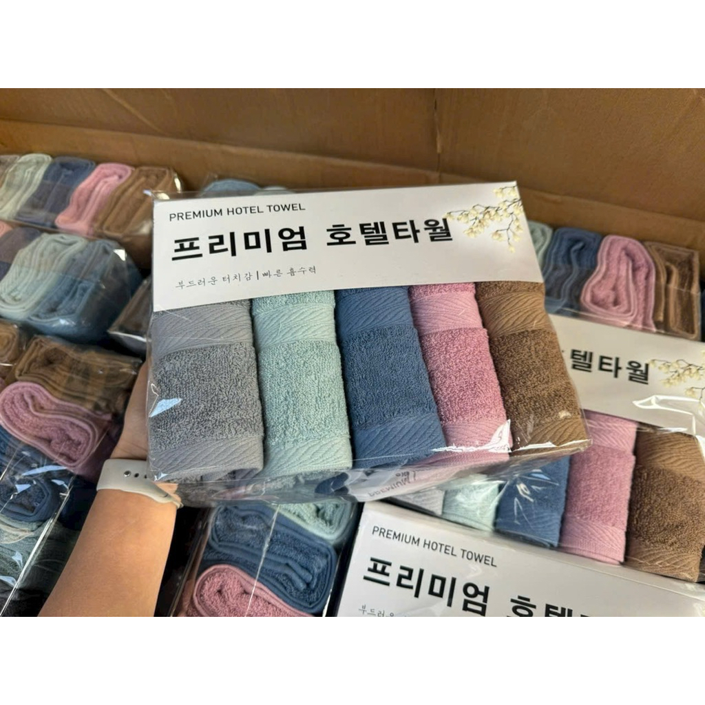 Combo 5 Khăn Tắm Khách Sạn Cao Cấp Premium Hotel Towel 35x75cm - Khăn Cotton Siêu Thấm Hút, Mềm Mịn 