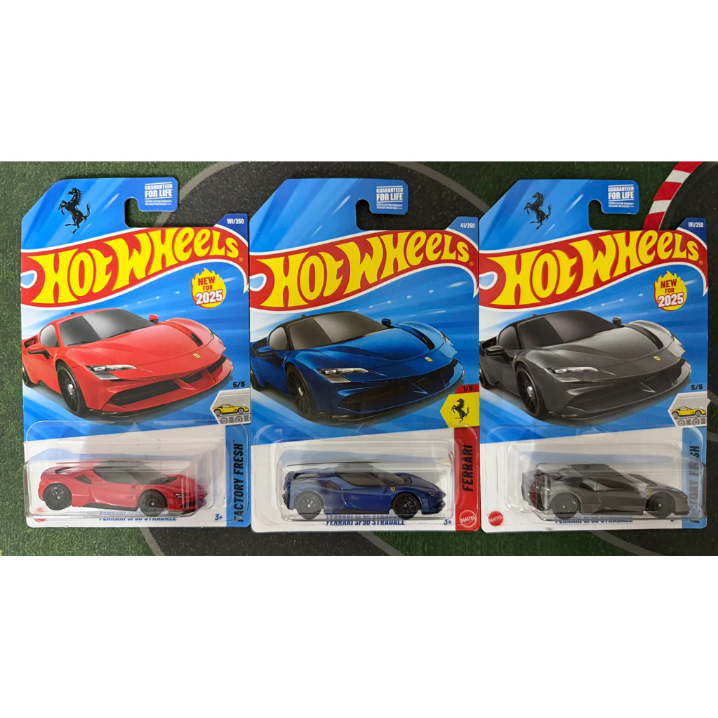 [Combo SF90] 3 Xe mô hình Hot Wheels basic Ferrari SF90 card Mỹ