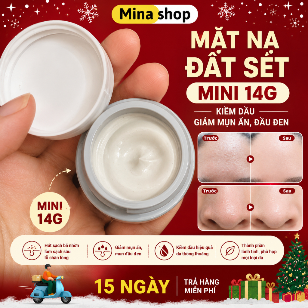 [TẶNG CỌ] Mặt nạ đất sét 14ml mini hút dầu thừa, làm sạch bụi bẩn
