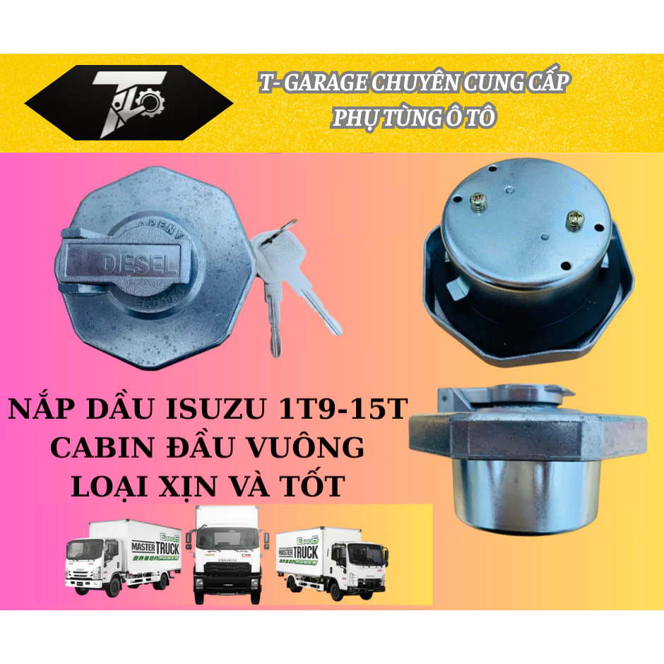 Nắp Thùng Dầu Xe Tải ISUZU 5-8 Tấn Đầu Vuông NQR 550, FRR 650, FVR 900...Loại Bằng Sắt Có Chìa Khóa