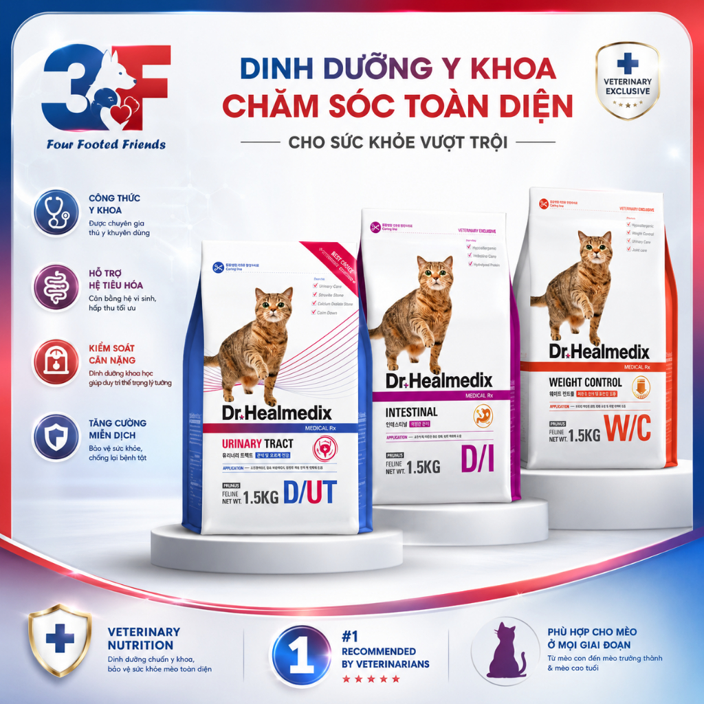 Dr.Healmedix Adult 1.5kg – Hạt Mèo Chuyên Biệt Tiêu Hóa & Sỏi Thận | 3F STORE