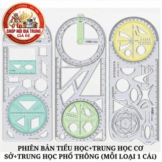 💥 Thước Vẽ Hình Học Đa Năng Xoay 180° Vẽ Góc Đồ Thị - Dụng Cụ Học Tập