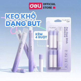 Hồ Khô Keo Dán Dạng Bút Màu Pastel Nusign Kèm 4 Lõi Trong Suốt, Keo Bám Dính Cao, An Toàn Cho Thủ Công, Văn Phòng