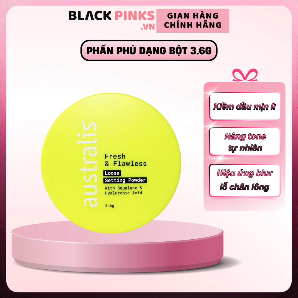 Phấn phủ Australis dạng bột mịn lì màu hoa anh đào cherry blossom 3.6g