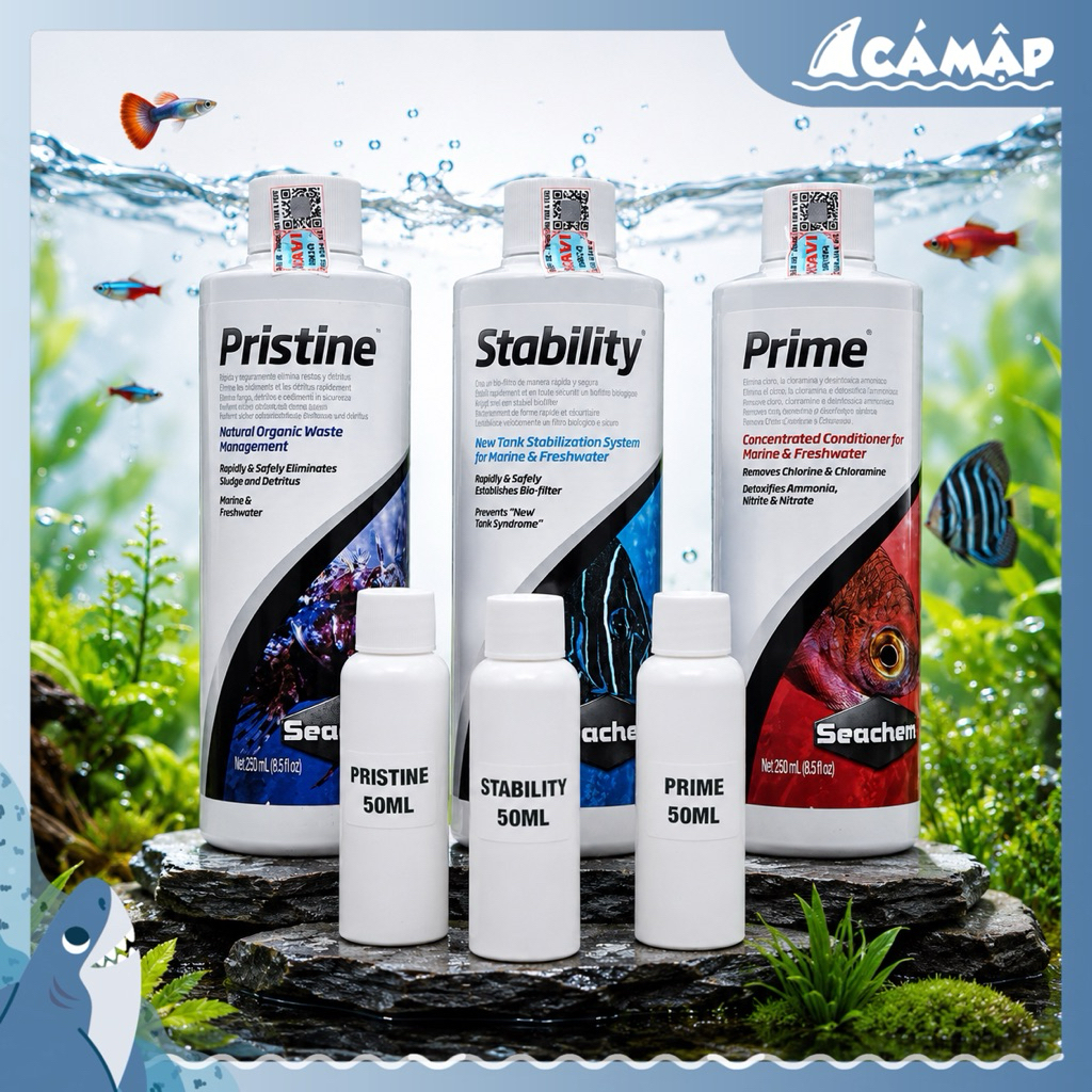 Vi Sinh Seachem Stability và Pristine, Seachem Prime - Khử độc, Clo & Kim Loại Nặng Chai Lẻ 50ml | C