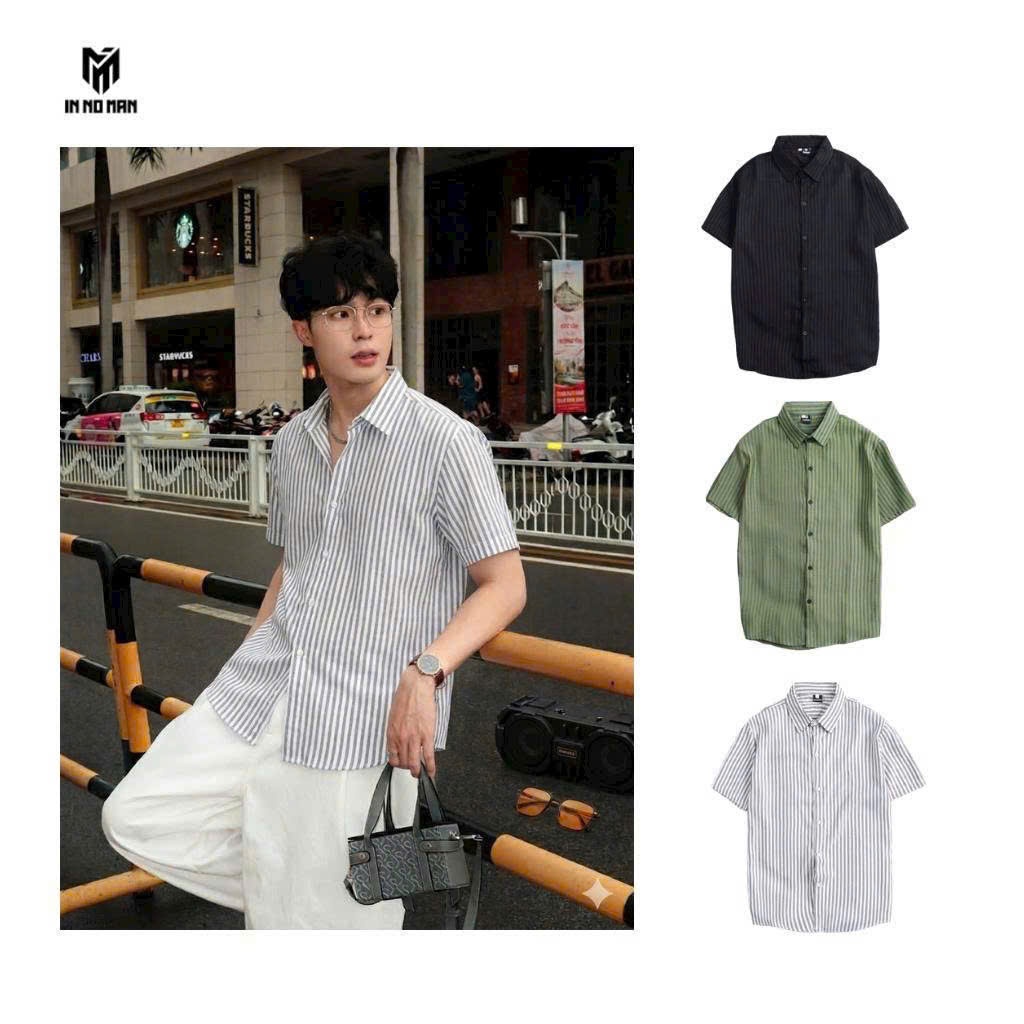 Áo Sơ Mi Ngắn Tay Chất Vải Oxford Cao Cấp From Cân Người Phối Sọc Dọc KELIK SMC6 Menwear