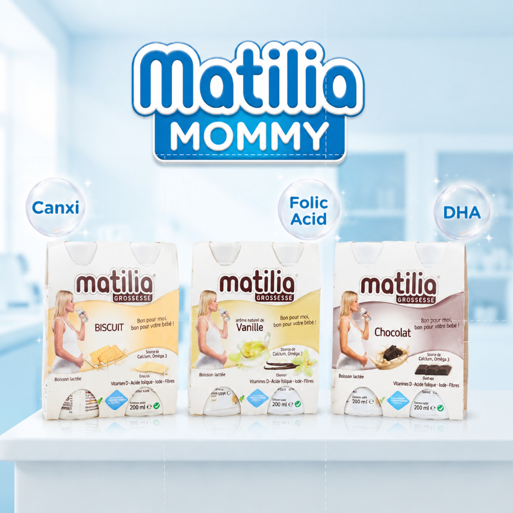 Sữa Bầu Matilia Grossesse Pháp Đủ Vị - Set 3 lốc mix vị - Bích quy + Vani + Socola