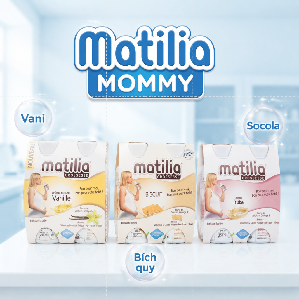 Sữa Bầu Matilia - set 3 mix vị - Bích quy + Vani + Dâu