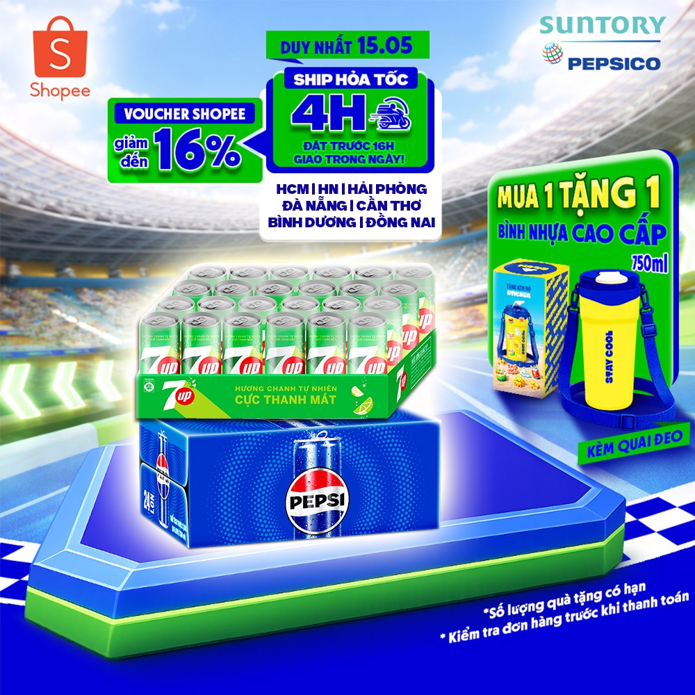 [Hỏa Tốc] Combo Bung Xõa Cực Đã - 1 Thùng 24 Lon Pepsi & 1 Thùng 24 Lon 7Up (320ml/lon hoặc 350ml/lo