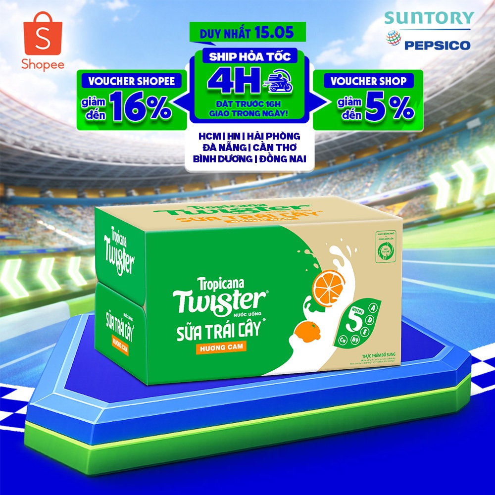 [Hỏa Tốc] Thùng 24 Chai Sữa Trái Cây Hương Cam Twister (320ml/chai)