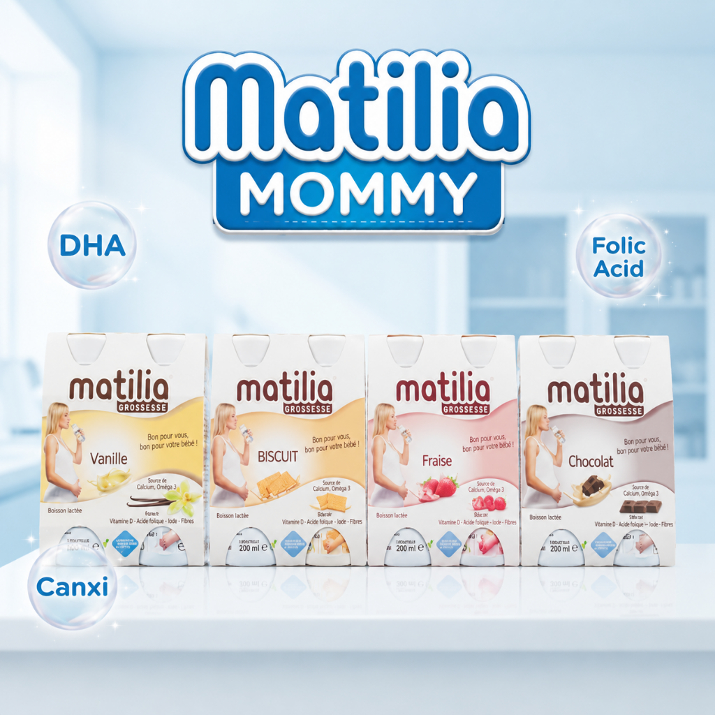 Sữa bầu Matilia vị Socola Nội Địa Pháp - set 4 mix vị - Vani + Bích quy + Dâu + Socola