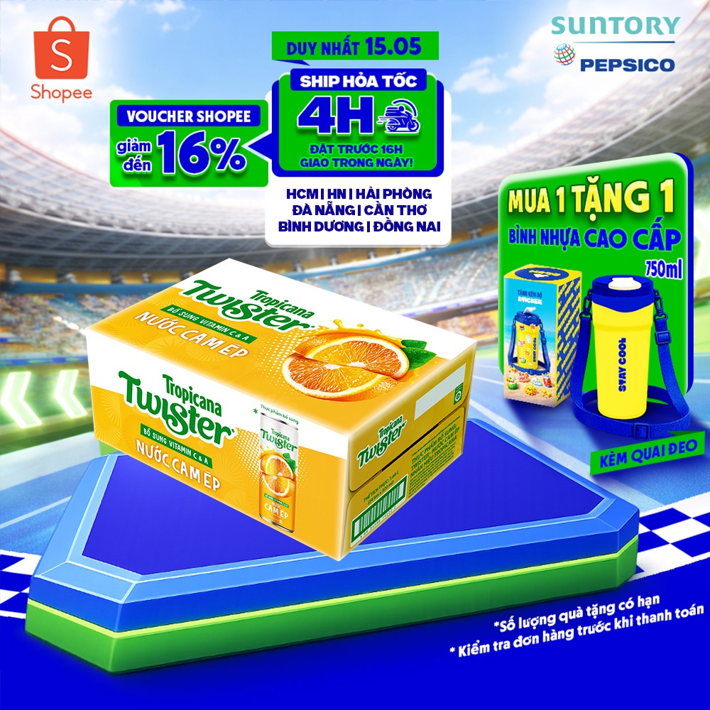 [Hỏa Tốc] Thùng 24 Lon Nước Trái Cây Twister Cam (320ml/lon)