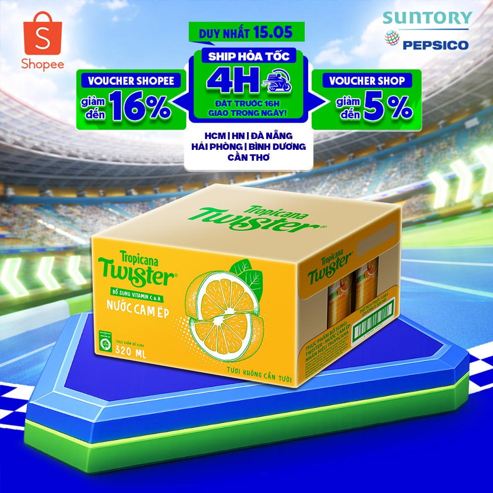 [Hỏa Tốc] Thùng 24 Chai Nước Trái Cây Twister Cam (320ml /chai)