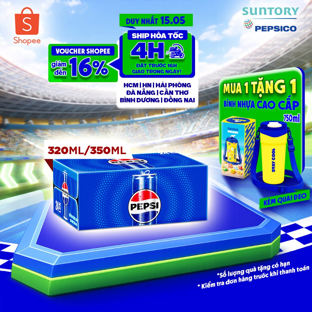 [Hỏa Tốc] Thùng Nước Ngọt Giải Khát Có Gaz Pepsi Lon Xanh (320ml/lon hoặc 350ml/lon)