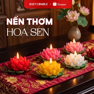 Nến thơm cúng phật, nến hoa sen dâng lễ ban thờ, gia tiên cầu bình yên an toàn lành tính VietCandle ( 1 Chiếc )