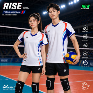 Đồ Bóng Chuyền Nam Nữ - Amac RISE - In tên số theo yêu cầu - Chất vải thun mè thấm hút mồ hôi tốt