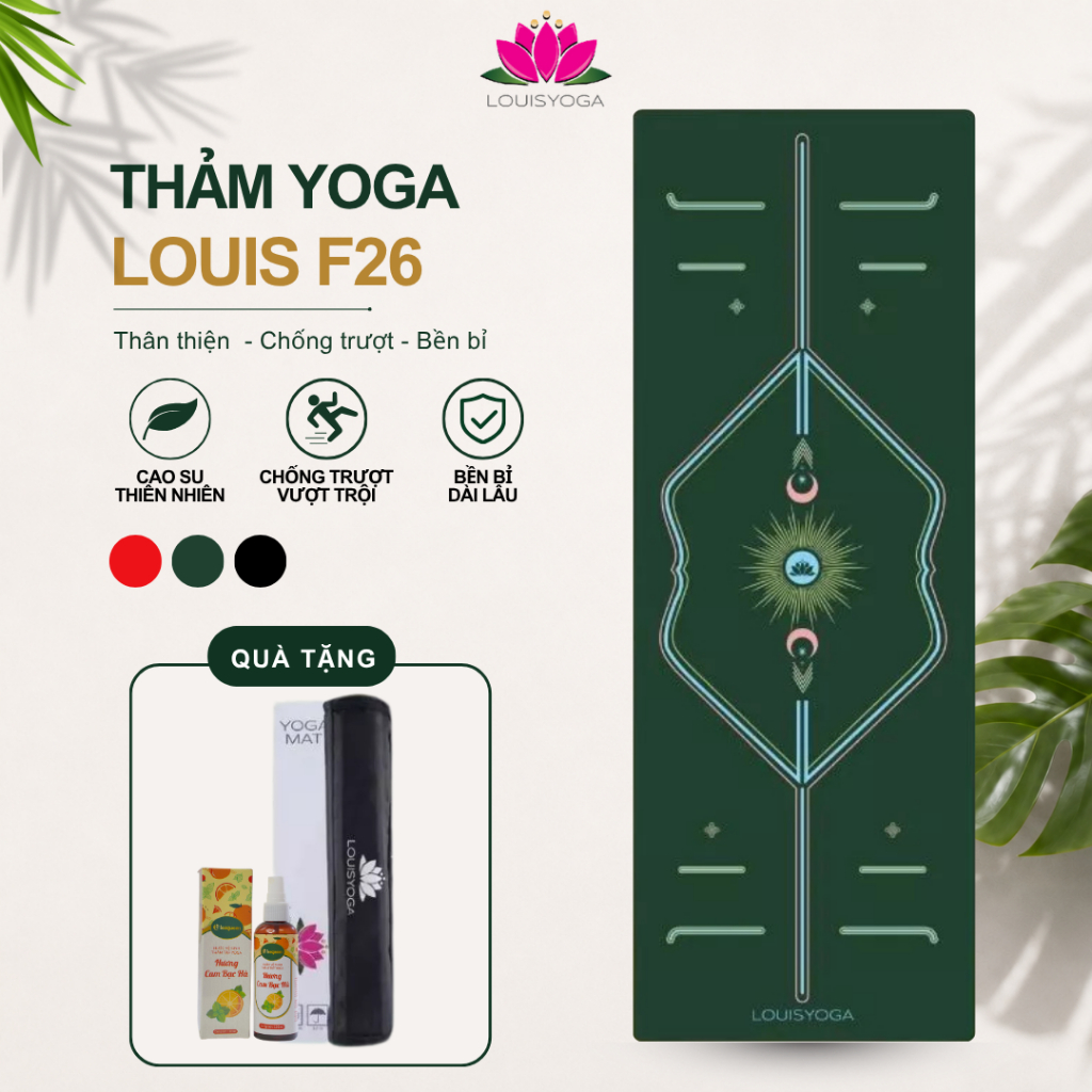 Thảm tập yoga cao cấp Louis Yoga F26, thảm yoga cao su PU chống trơn trượt tốt