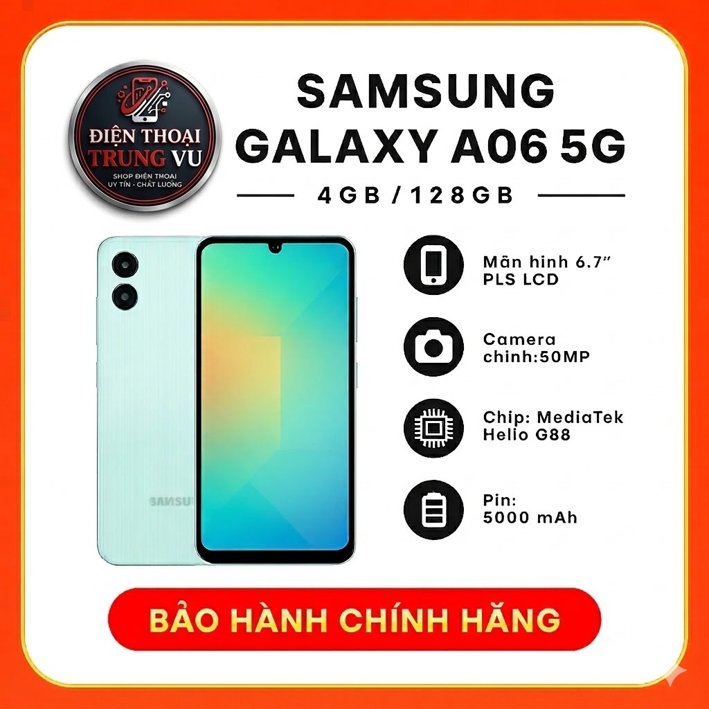 Điện Thoại Samsung Galaxy A06 5G 4GB/128GB - Hàng Chính Hãng