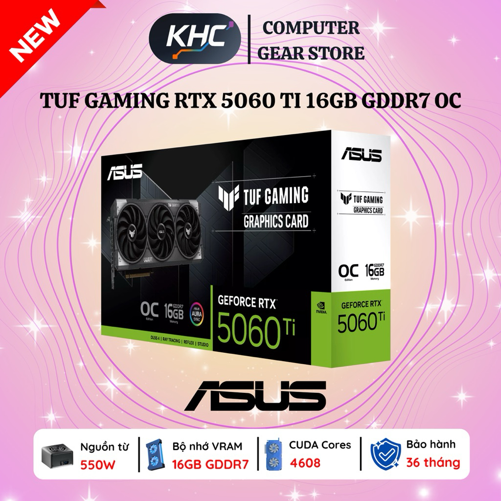 VGA  ASUS TUF GAMING RTX 5060 Ti 16GB GDDR7 OC (TUF-RTX5060TI-O16G-GAMING) (Full VAT)