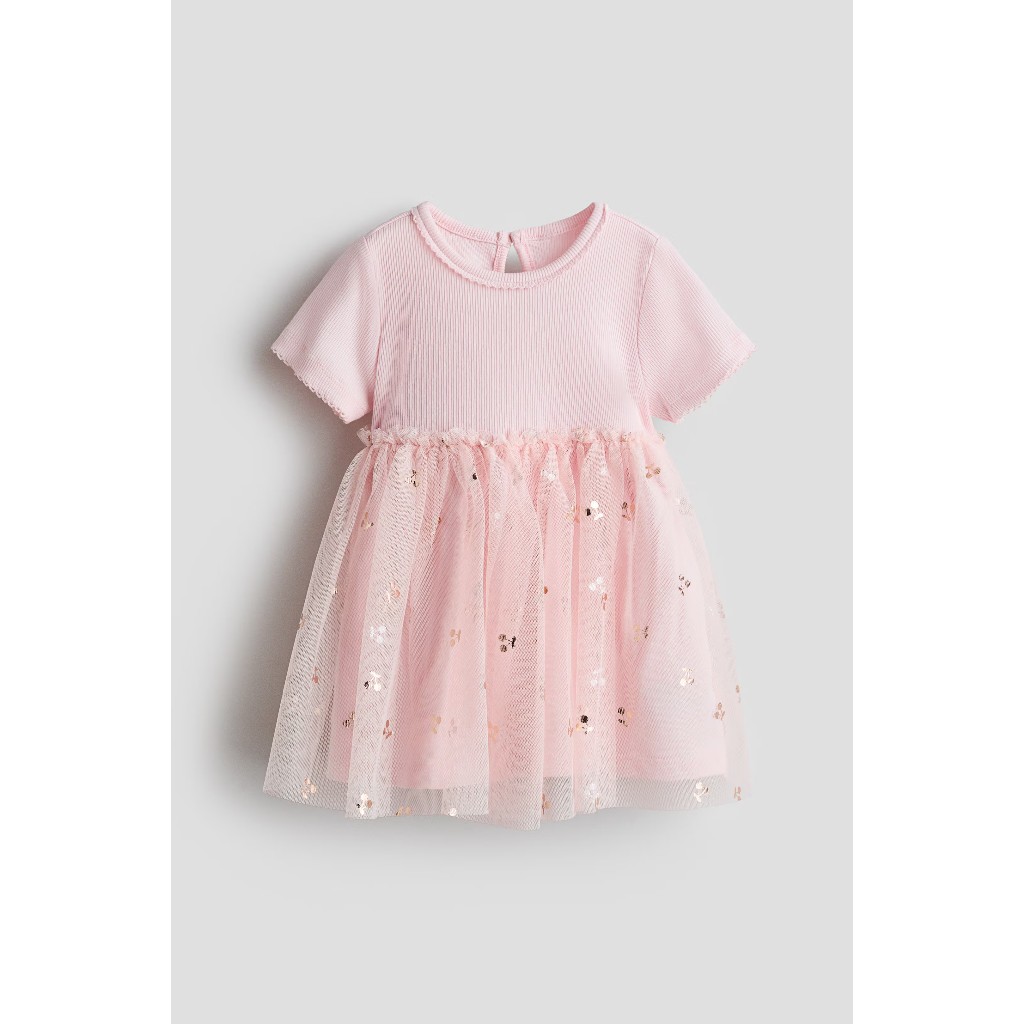 [HM AUTH] Váy ren hồng cộc tay HM auth săn sale