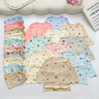 B10 combo bộ dài thun lạnh mềm mát cho bé mặc 4 mùa, nằm phòng điều hoà , chống muỗi size 5-15kg( dưới 3 tuổi)