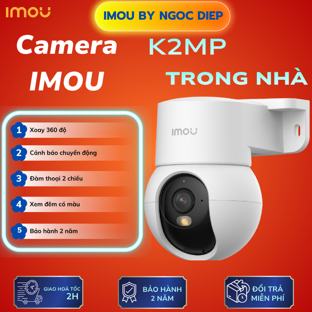 Camera IMOU Ranger Mini IPC-K2MP-3H0WE 3MP 2K Quay Quét 360°, WiFi 6, AI Phát Hiện Người, Bảo Hành 2