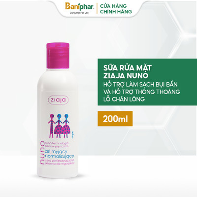 [Chính Hãng] Sữa rửa mặt dạng gel ngừa mụn Ziaja Nuno cho da dầu và da hỗn hợp, không gây kích ứng 200ml