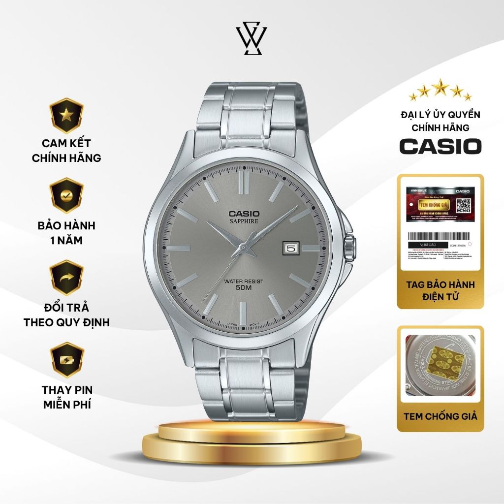 Đồng Hồ Casio Nam MTS-115D-8AVDF Pin Mặt Kính Chống Xước 41.3mm Thép Không Gỉ Chống Nước Chính Hãng