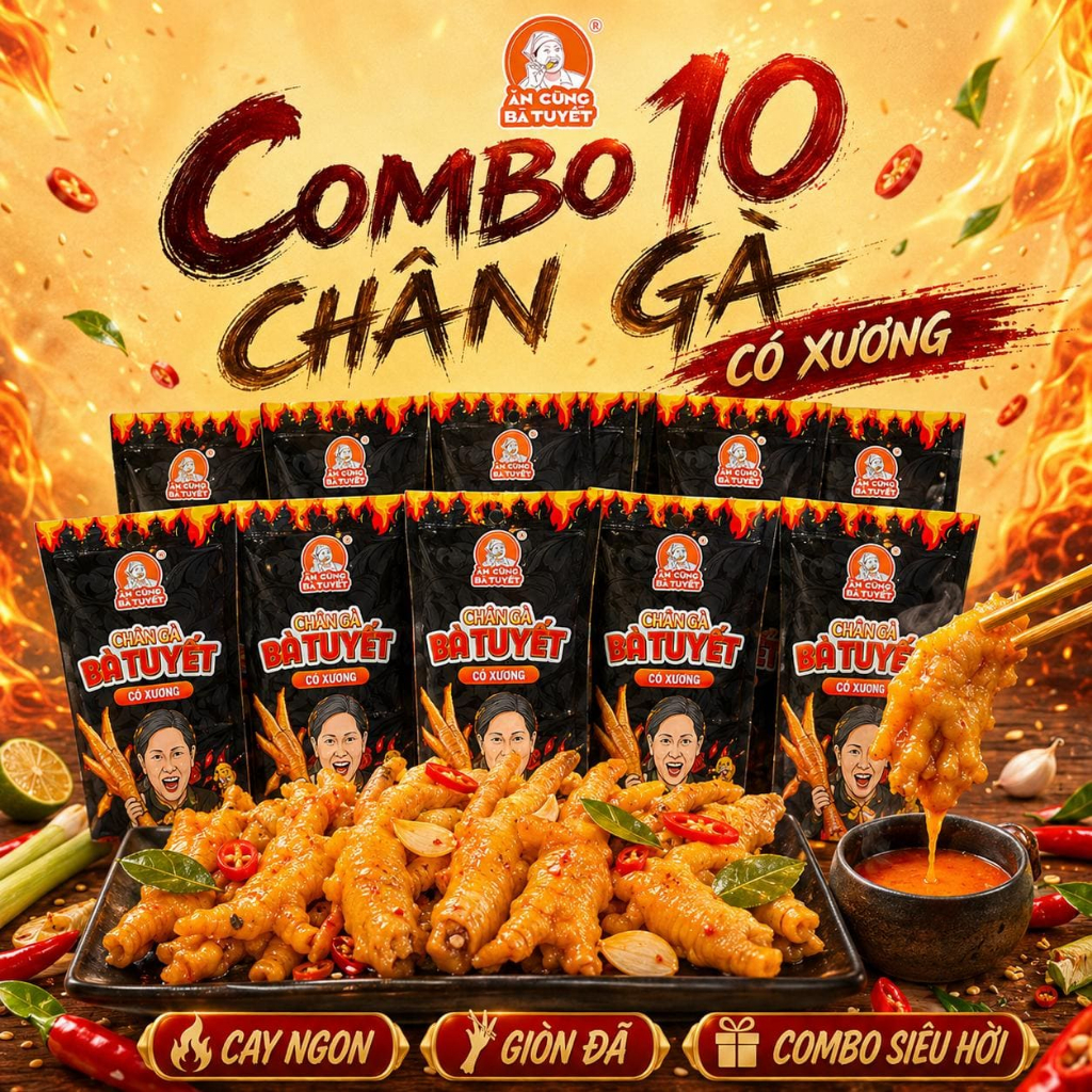 10 CHÂN GÀ TÊ CAY CÓ XƯƠNG  BÀ TUYẾT - ĂN CÙNG BÀ TUYẾT M22