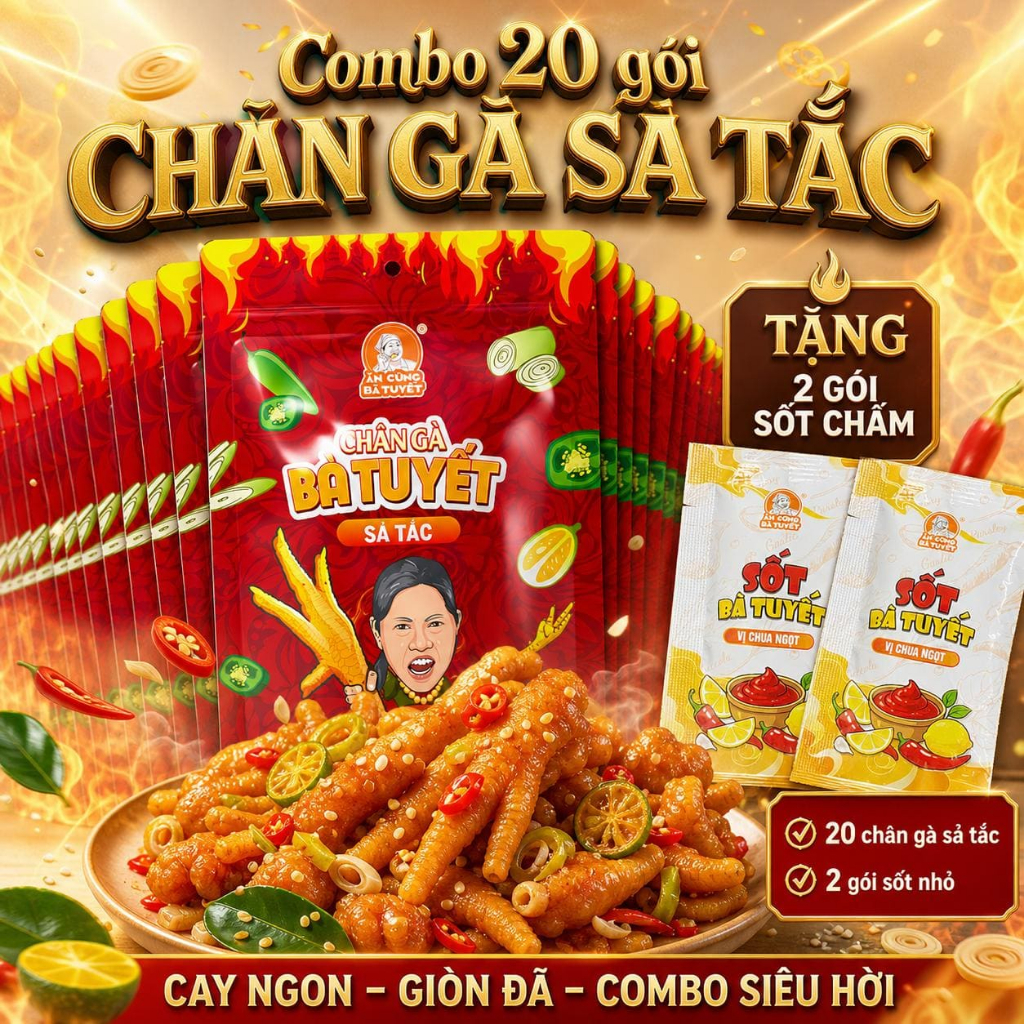 (tặng 2 gói sốt chấm) COMBO 20 CHÂN GÀ SẢ TẮC -  ĂN CÙNG BÀ TUYẾT M43