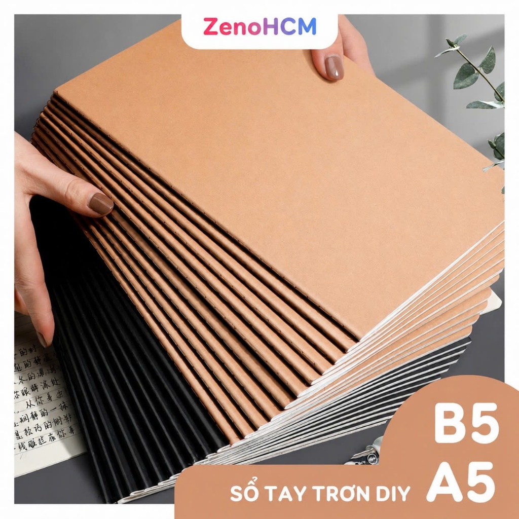 Sổ Tay Ghi Chép B5 A5 Vintage Giấy Kraft – Vở Học Sinh Ghi Chú Học Tập Ruột Trơn Kẻ Ngang Caro