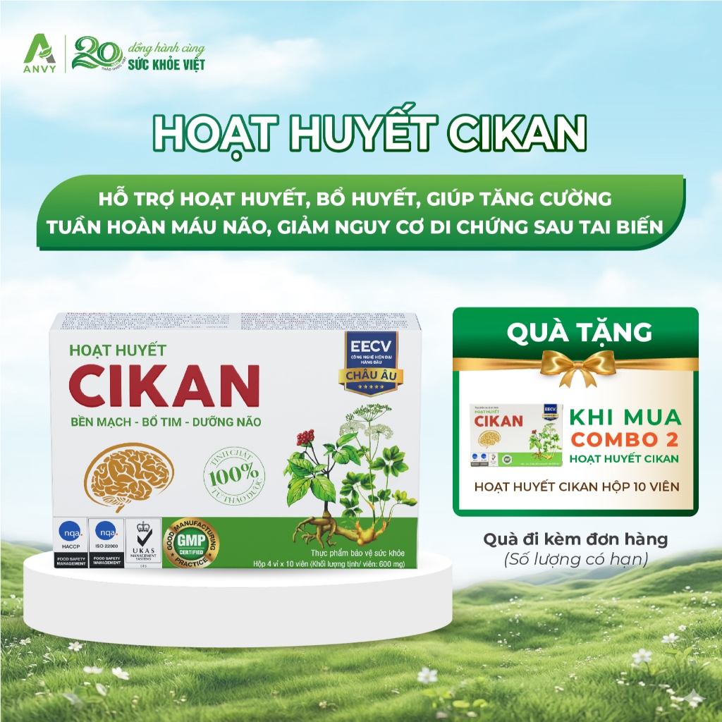 Hoạt Huyết Cikan - Hỗ Trợ Cải Thiện Tuần Hoàn Máu Não, Giảm Nguy Cơ Di Chứng Sau Tai Biến - Hộp 40 v