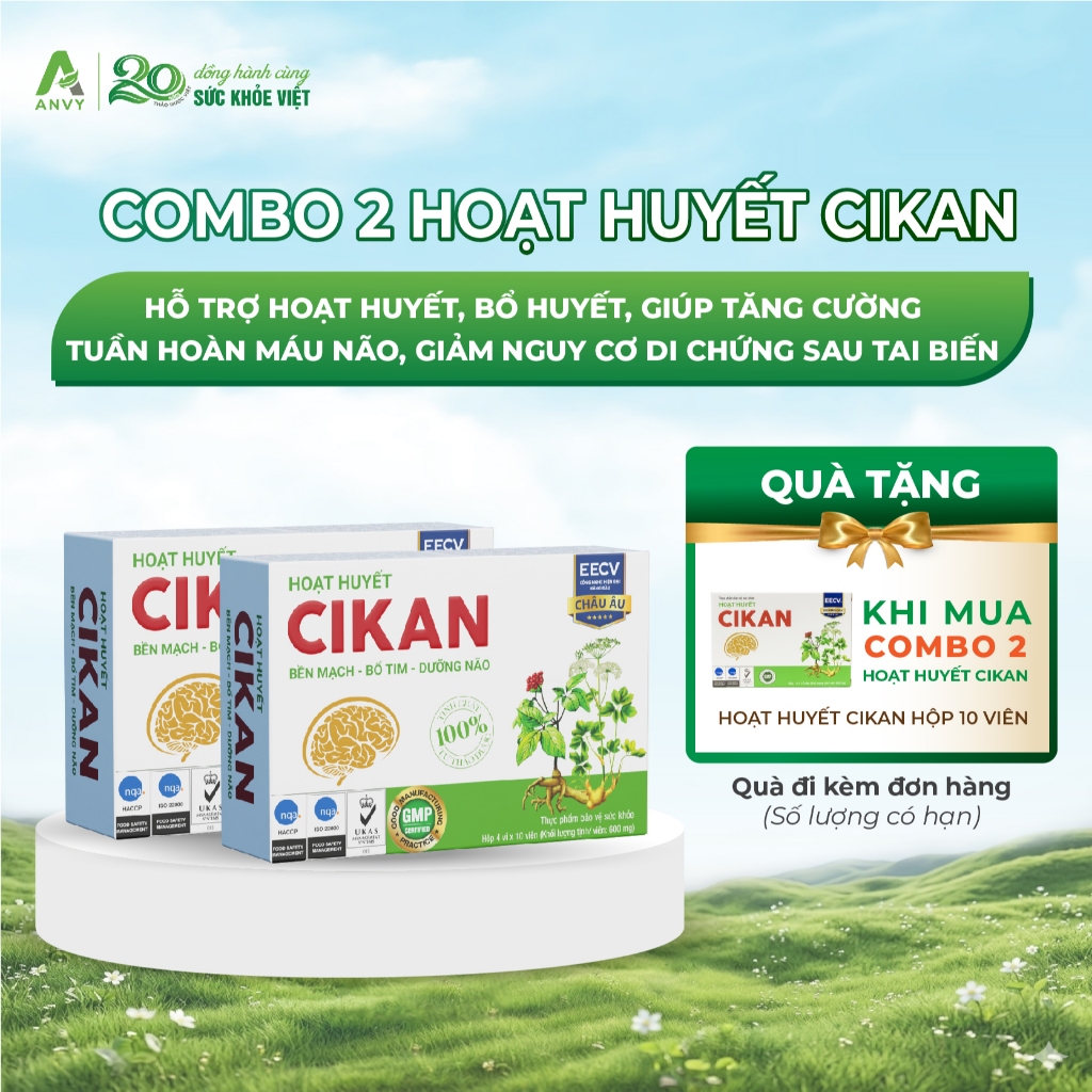 [CÓ QUÀ] - Combo 2 Hoạt Huyết Cikan - Hỗ Trợ Cải Thiện Tuần Hoàn Máu Não, Giảm Nguy Cơ Di Chứng Sau 