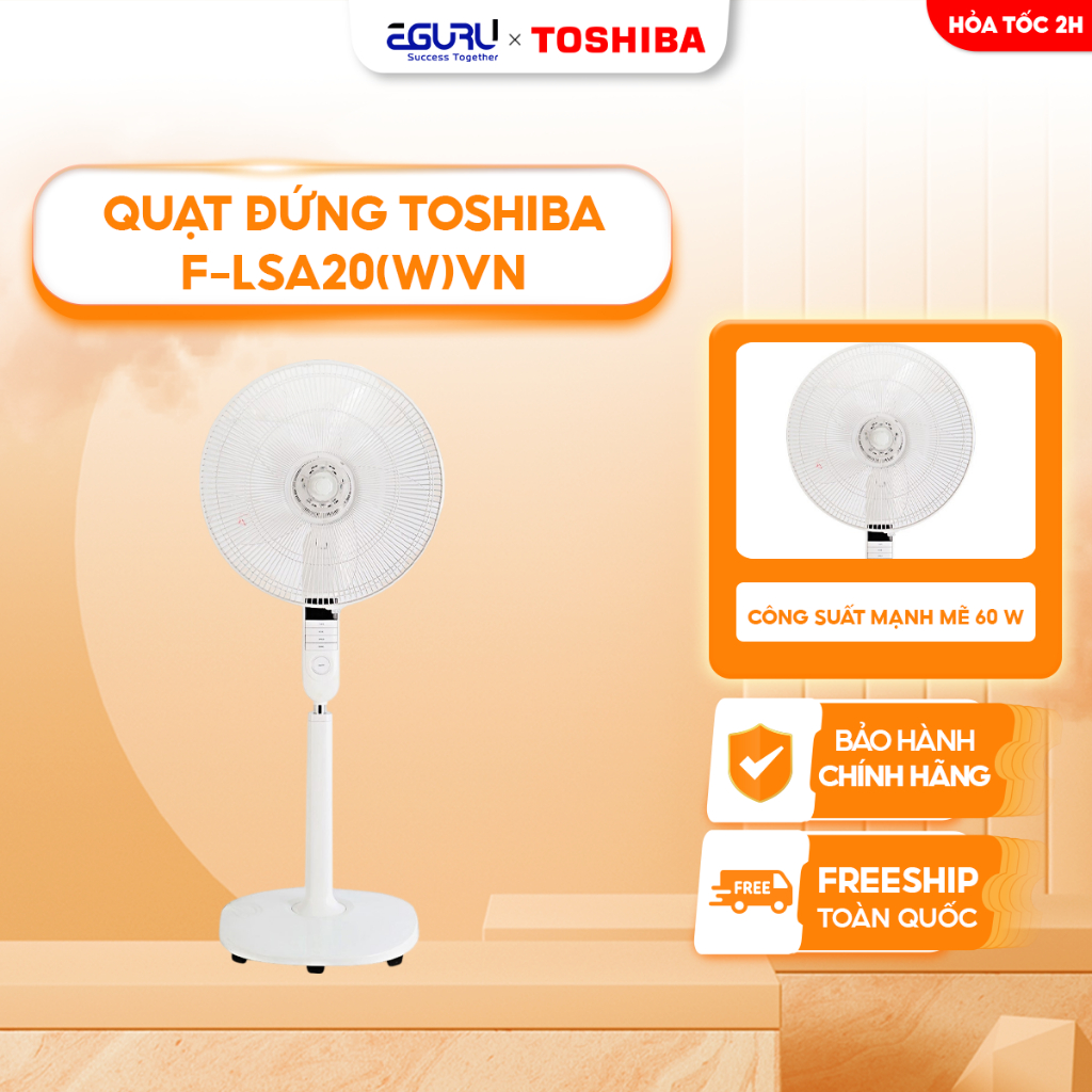Quạt Cây Đứng Toshiba F-LSA20(W)VN | F-LSA20(H)VN 60W Điều Khiển Từ Xa - BH Chính Hãng 12 Tháng